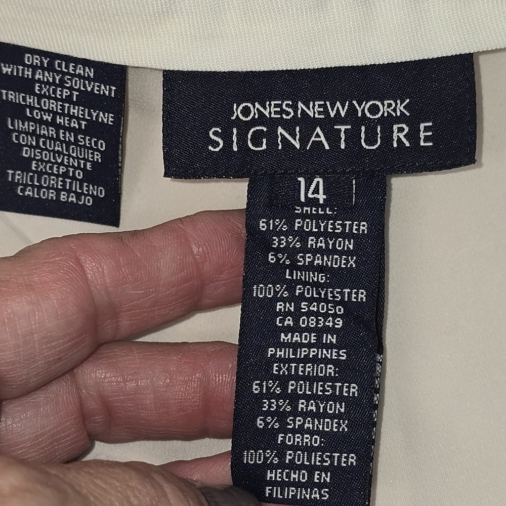 Jones New York Signature Ivory Dress Pants Lined Wide Leg Luxury Womens 14 Euc - Picture 5 of 6